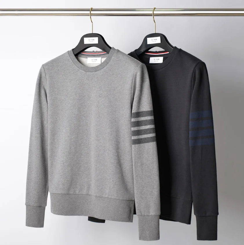 

2021 Fashion TB THOM Brand Spring Autumn hooded Clothing Cotton Jacket Men Women Sweatshirts O-Neck Casual Gray Sportswear Coat