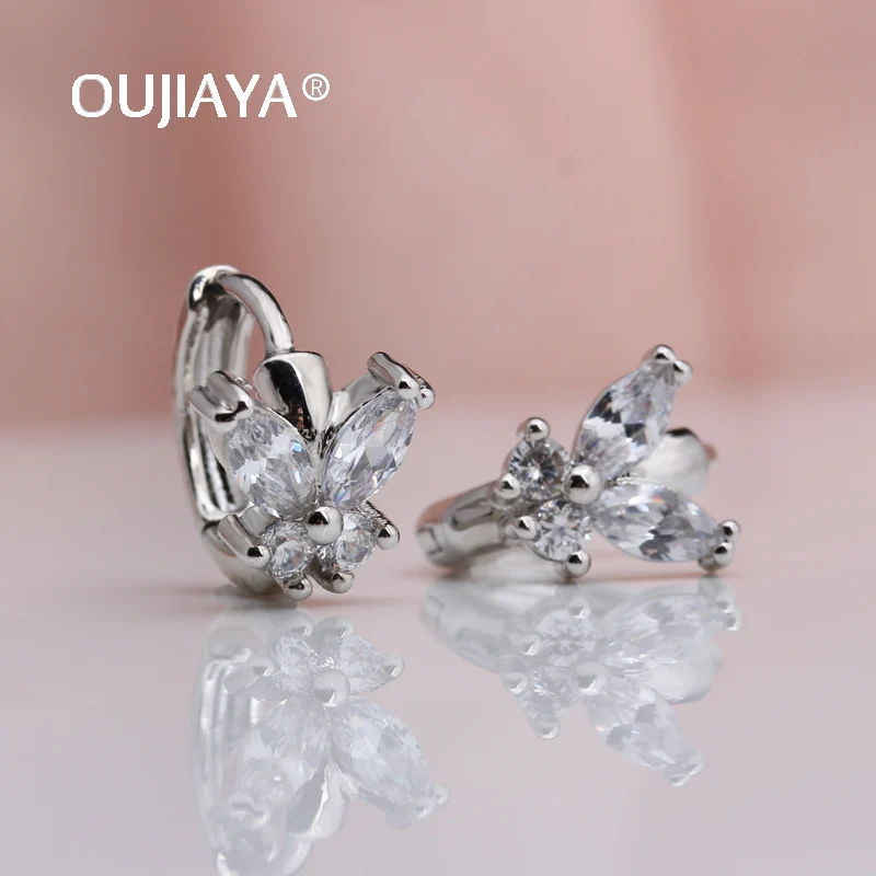 OUJIAYA новые маленькие висячие серьги с бабочкой женские роскошные круглые