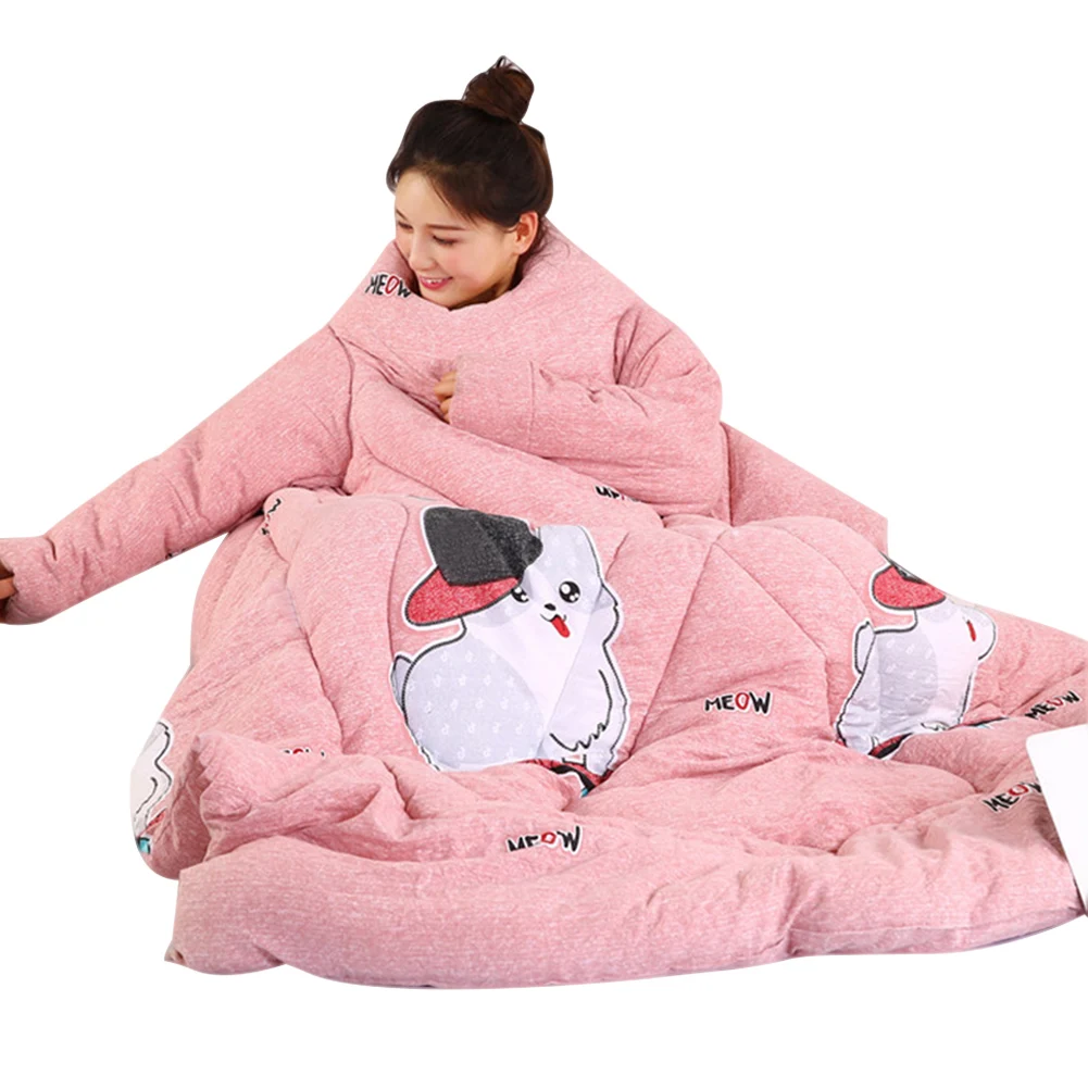 

Lazy Quilt with Sleeves Warm Thicken Blanket Multifunction Soft for Home Winter Nap TB Sale
