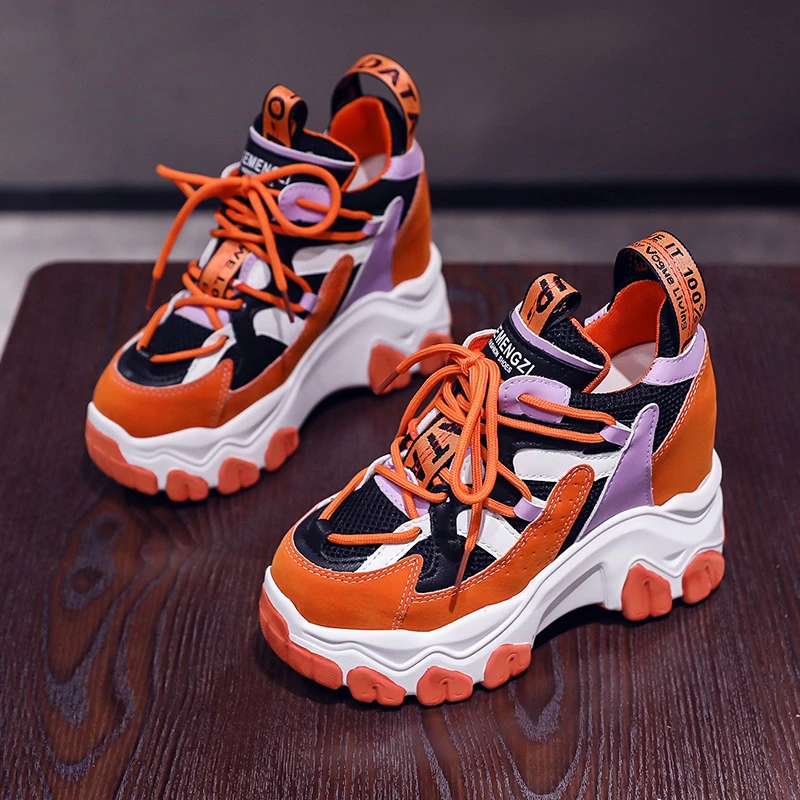 

Женские кроссовки на платформе высотой 7 см, повседневные кроссовки на массивной подошве, дизайнерские, 2021