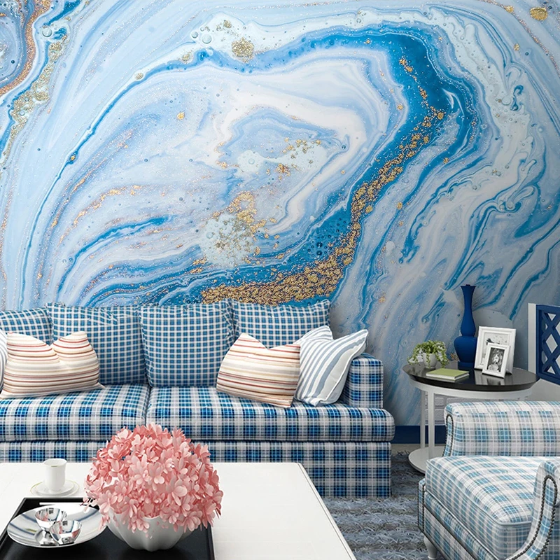 Custom 3D Wallpaper Mural De Parede Blue Marble Pattern TV Background Wall Painting Papers Home Decor Living Room Modern | Обустройство