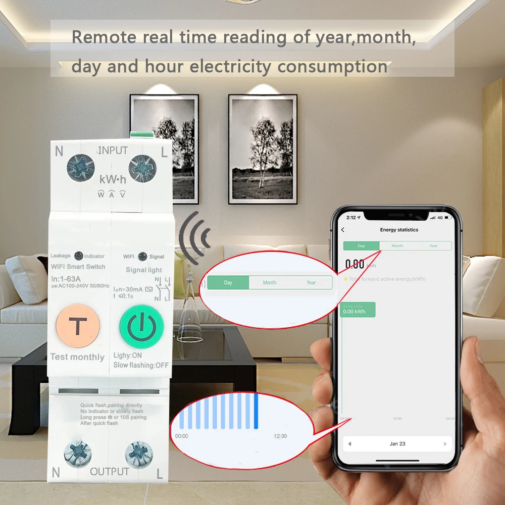 Умный автоматический выключатель 2P с Wi Fi и таймером|Автоматические выключатели| |