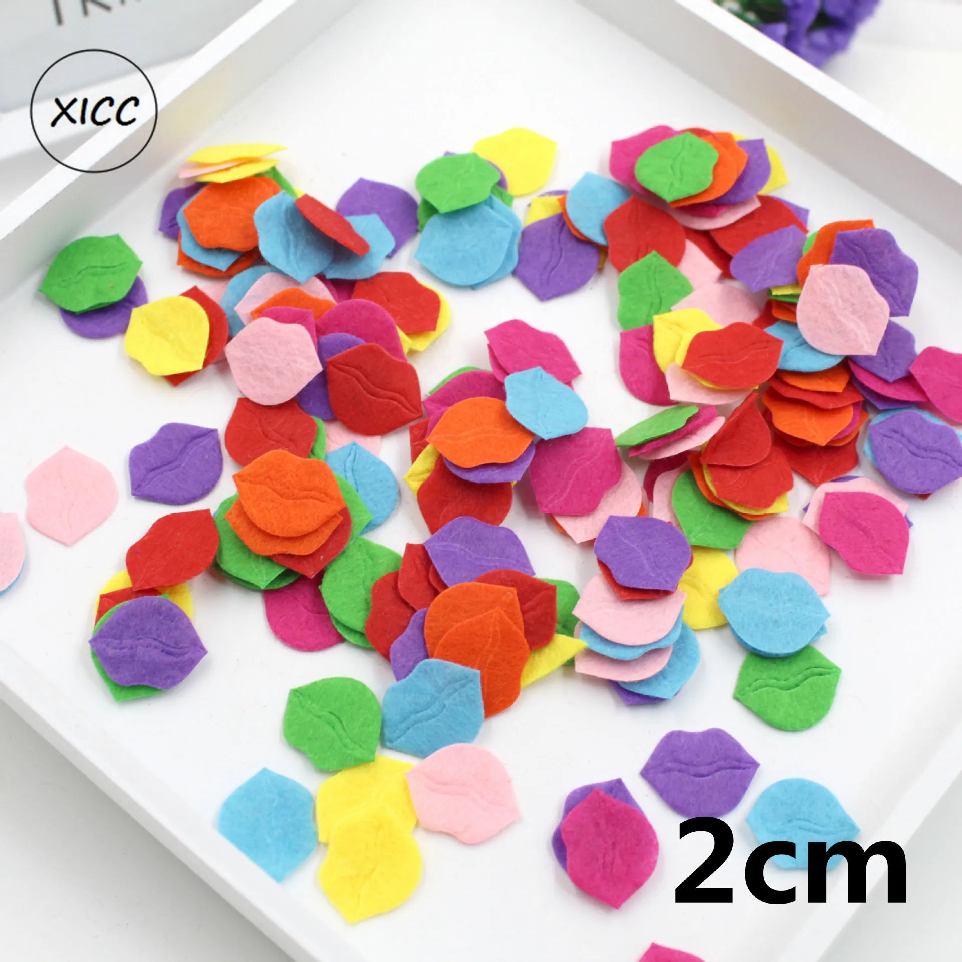 1-30 XICC 100PCS Colorful Nonwoven Round Flower Wool Felt Fabric Hair rope DIY Handmade Accessory Sticker Applique Patches Felt Pad - Цвет: 1-30