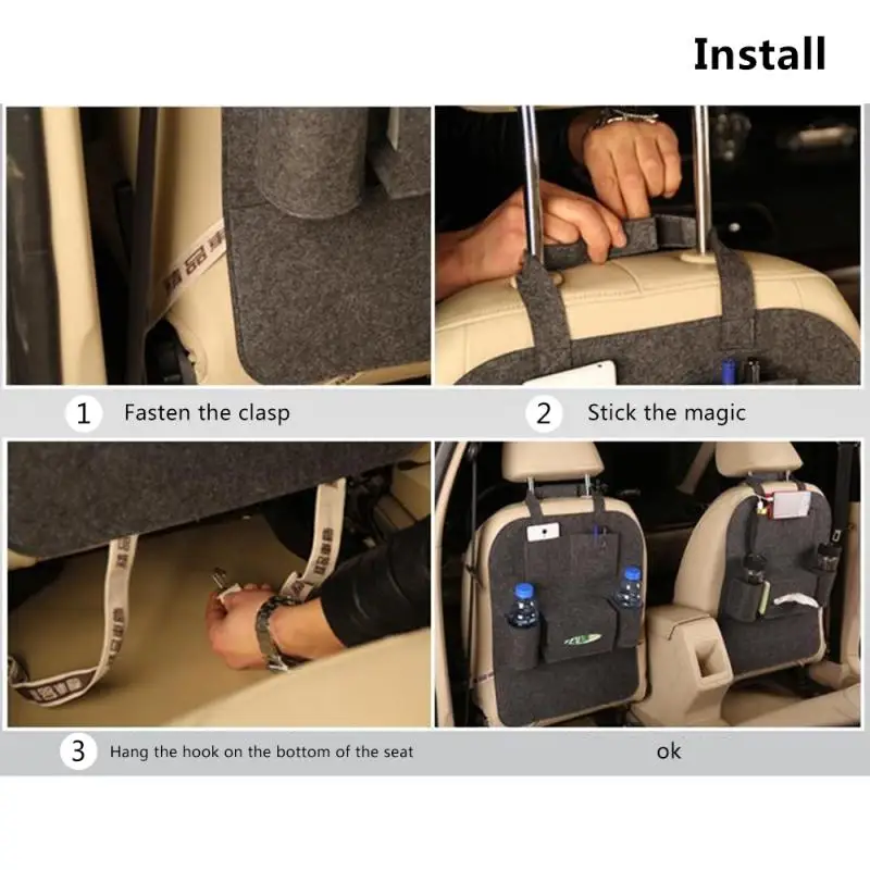 Car Back Seat Rear Trunk Elastic Felt Storage Bag 5 Pockets Organizer Hanging Anti Kick Auto Cover Protector Holder Parts | Автомобили и
