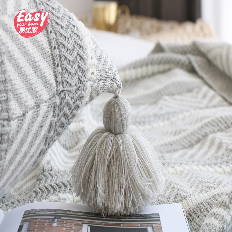 Роскошный геометрический Хлопковый чехол для подушки ручной вязки осенний 45*45