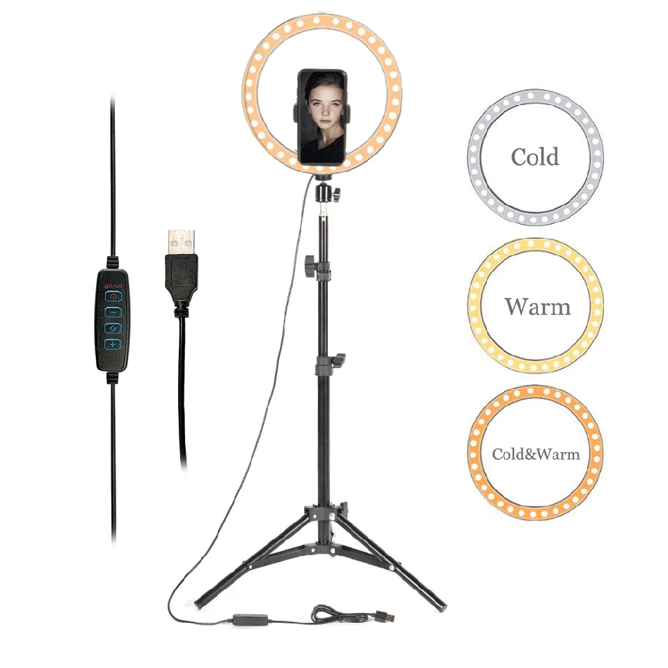 10 дюймов селфи кольцо светильник с штатив Трипод для фотосъемки светодиодный
