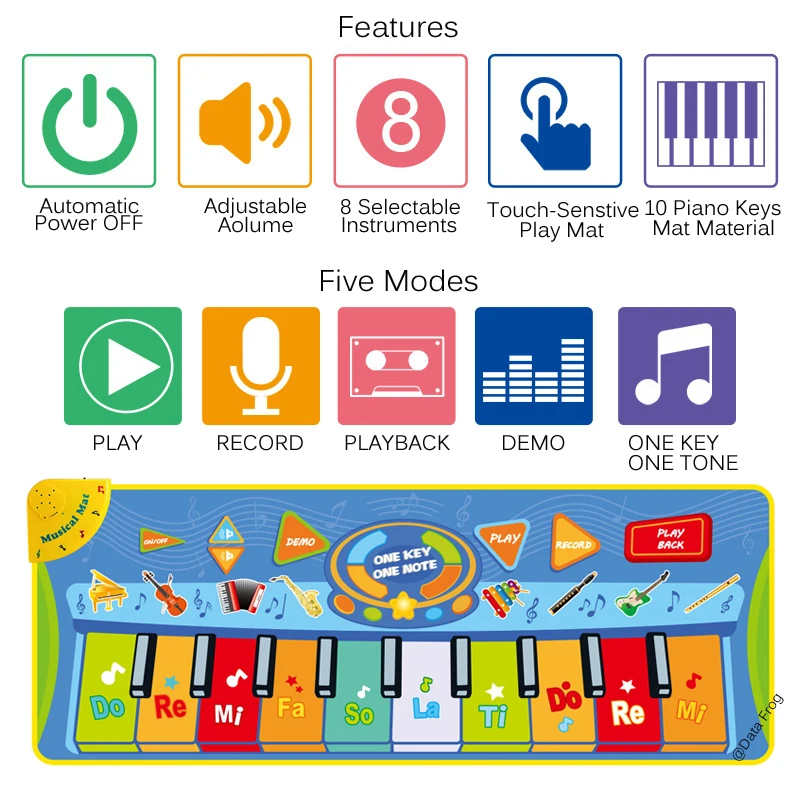 Игровой коврик для танцев DataFrog детей музыкальное пианино 10 музыкальных клавиш
