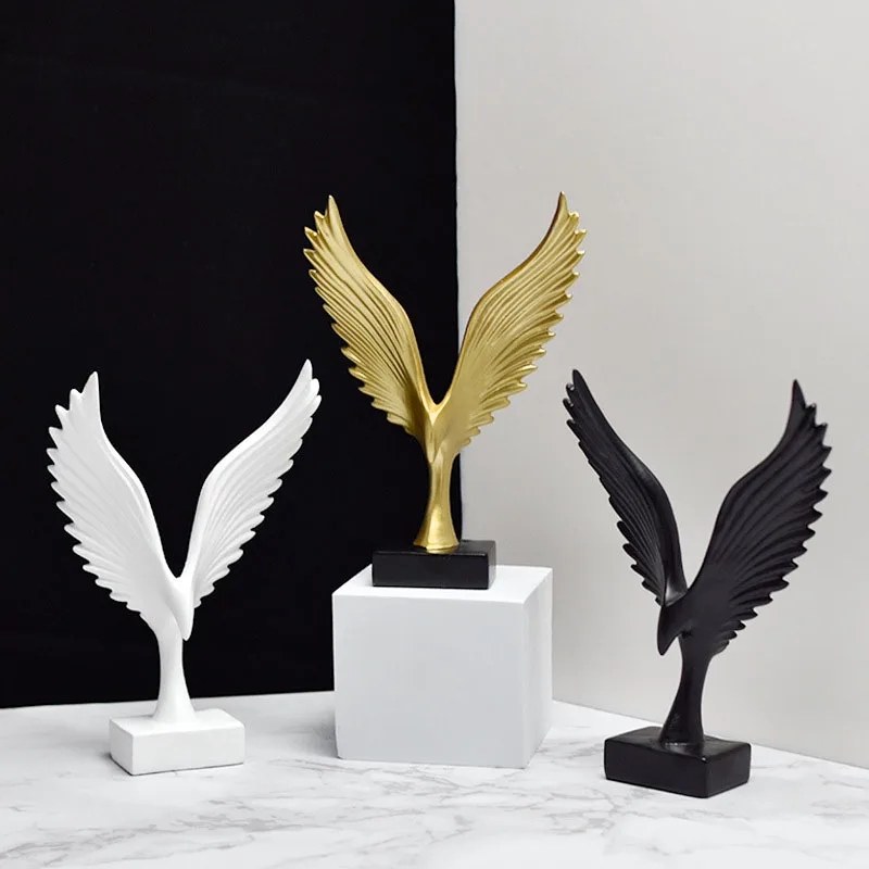 

Nordic Mini Abstract Eagle Wings Home Office Decoration Sculpture Miniature Model Resin Figurines Handcrafts Desktop Decor Gifts