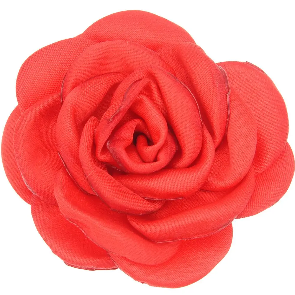 Red 10 шт. атласный цветок 6 см Жареные Цветочные Цветы Camillia DIY Цветы Аксессуары для волос горящий цветок без заколки для волос - Цвет: Red