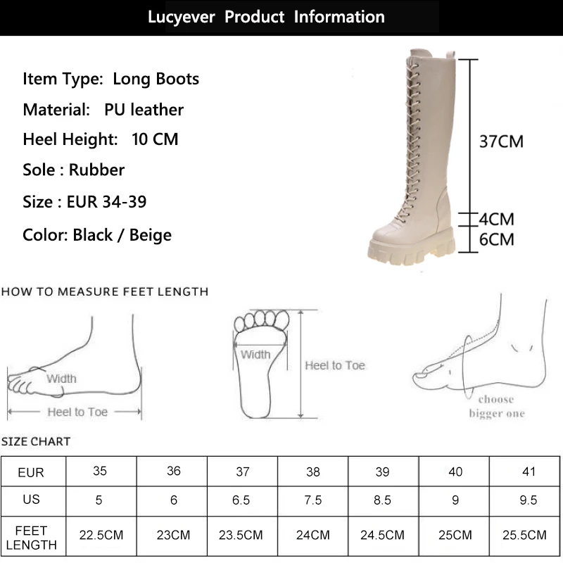 

Fashion Women Cross Strap PU Leather Boots Autumn Winter Knee High Boots Ladies Thick Sole Platform Botas Mujer