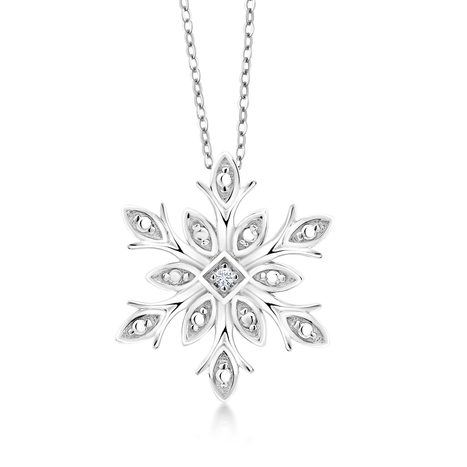 GemStoneKing цельное 925 пробы Серебряное ювелирное изделие изысканно изготовленное бриллиантовое ожерелье с подвеской в виде снежинки для женщин
