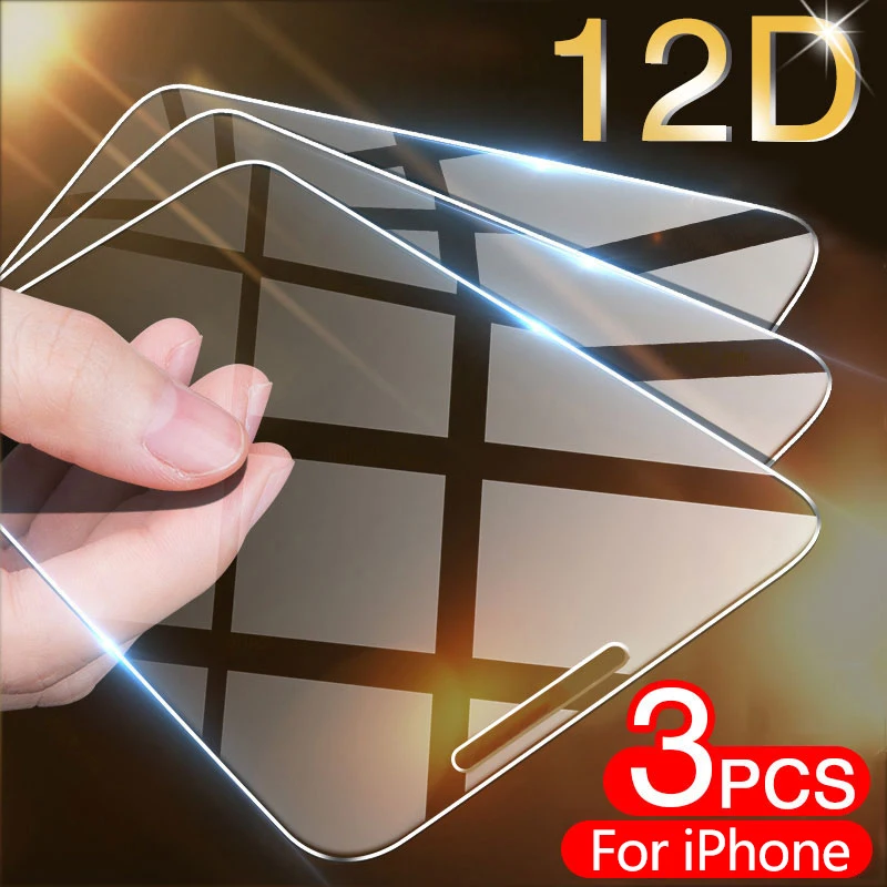 

3Pcs Protective Glass On iPhone 11 12 Pro Max XS XR 7 8 6s Plus SE Screen Protector For iPhone 12 Mini 11 Pro Max Tempered Glass