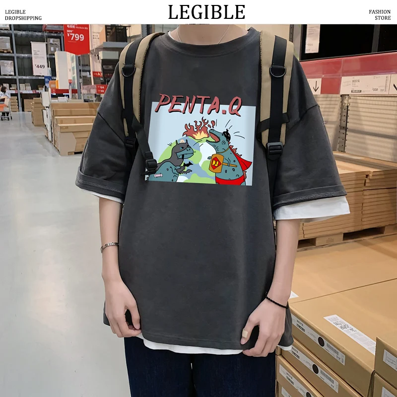 Мужская футболка в стиле Харадзюку Повседневная летняя с коротким рукавом и