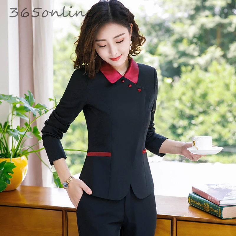 Formal Uniform Designs Pantsuits with Pants and Jackets Coat for Women Business Work Wear Professional Female Blazers Scarf|Брючные