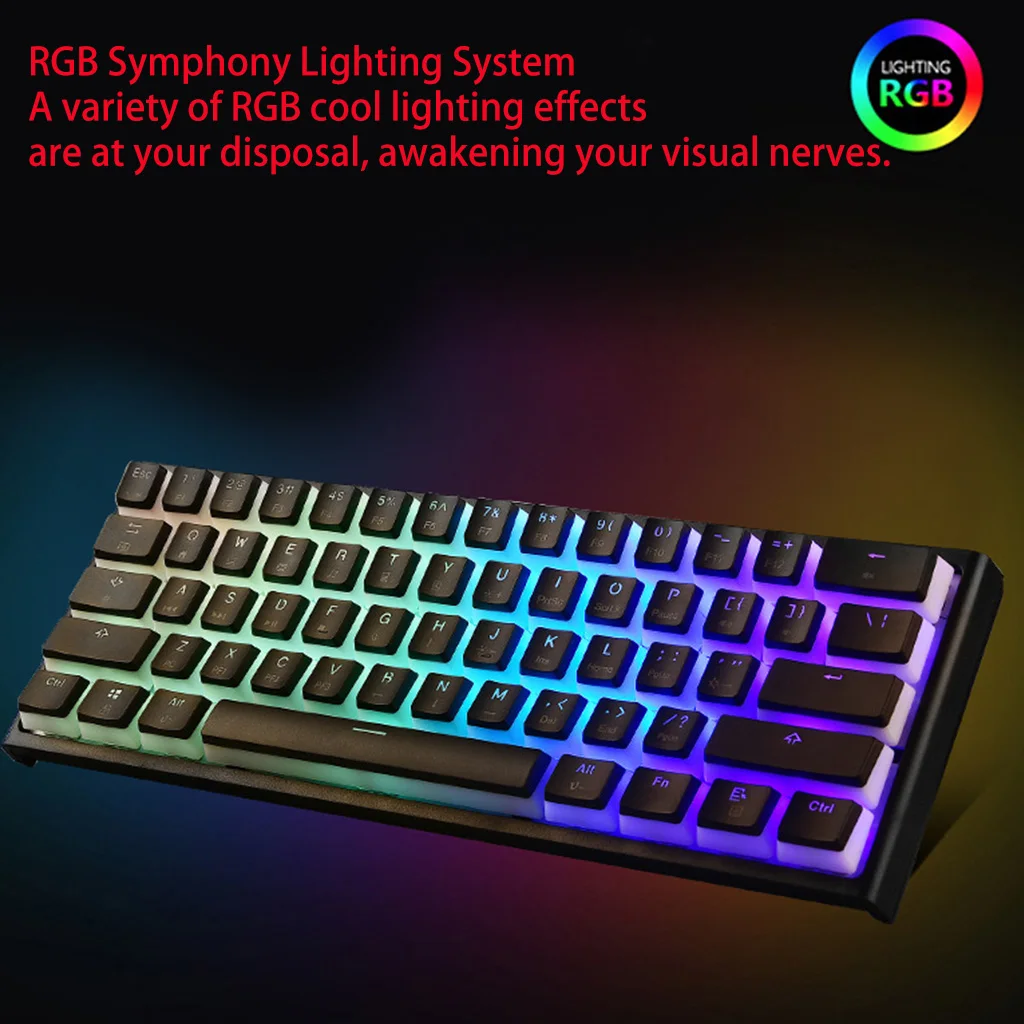 

Механическая USB клавиатура MK25, 61 клавиша, RGB подсветка, эргономичная игровая Проводная клавиатура, подходит для ПК геймеров