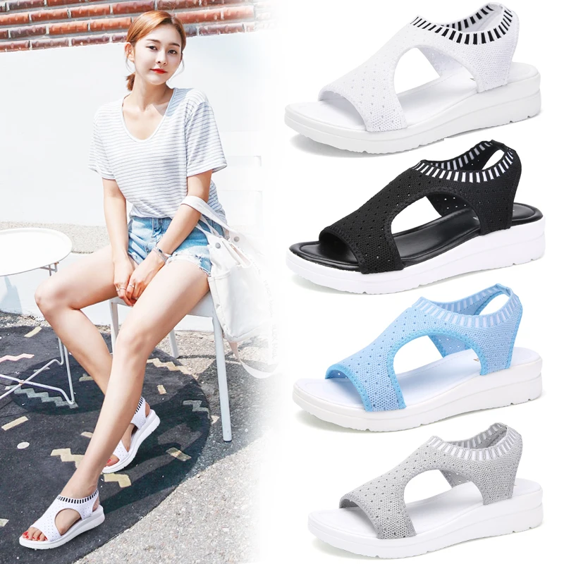 

Lightweight Mesh Sports Summer Sandalias Women Fashion Slip-on Flats Casual Sneakers Ladies Comfortable Garden Barefoot Sandals