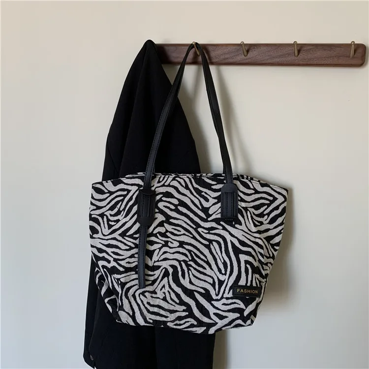 

New Bags For Women 2021 Denim Shoulder Bag Reusable Shopping Bags Casual Tote Female Handbag Woman Dropshipping Zebra Pattern