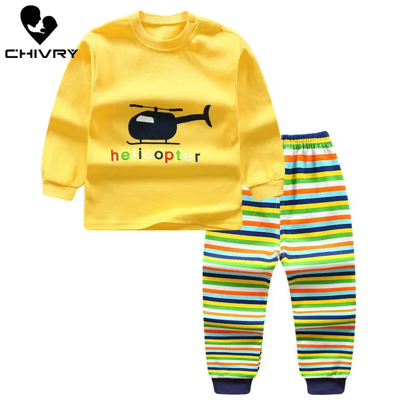 Пижамный комплект для новорожденных мальчиков и девочек Милая футболка с