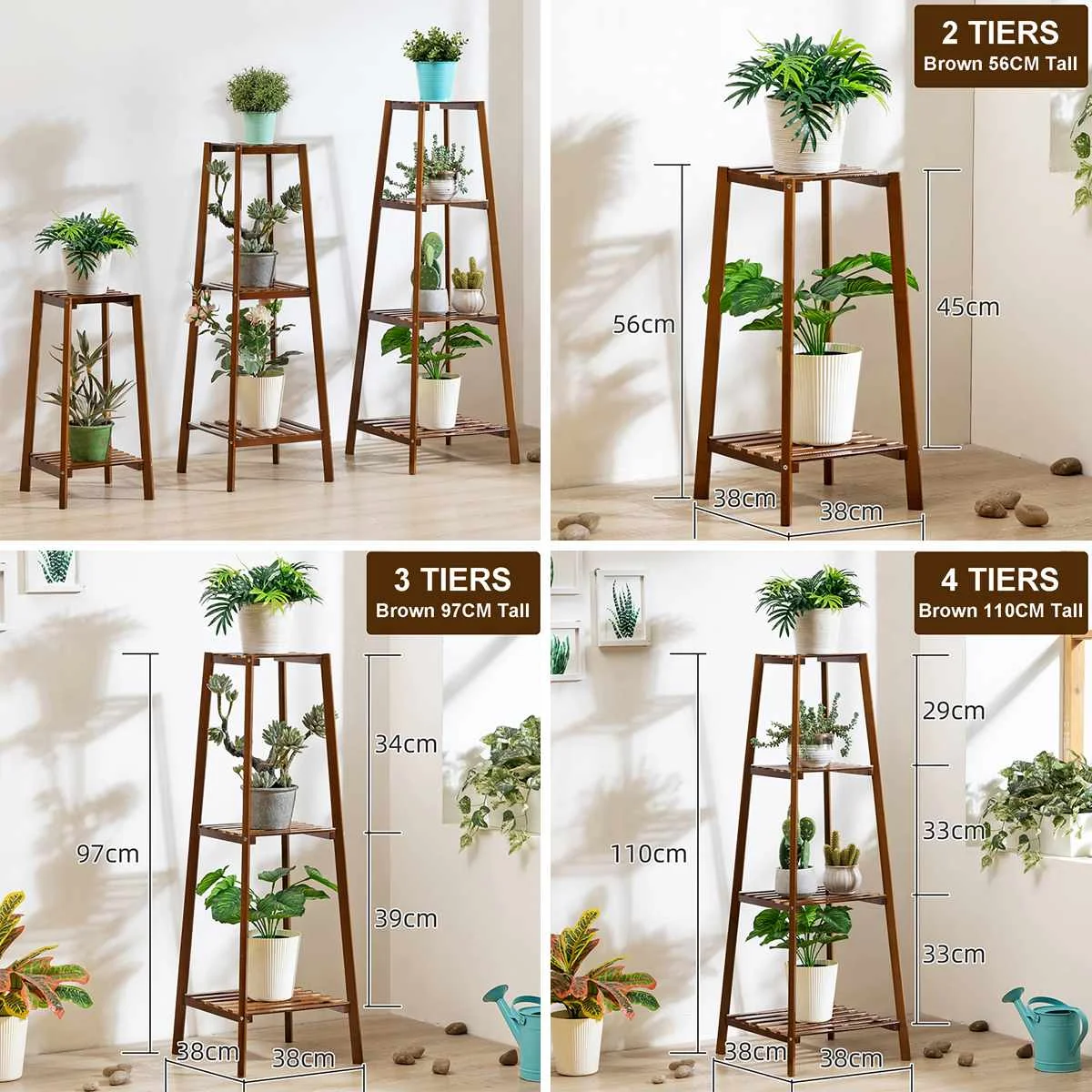 

4 Layers Simplicity Wood Stand For Plants Landing Type Light Extravagant Multi-storey Shelf Indoor Flowerpot Frame Flower Stand