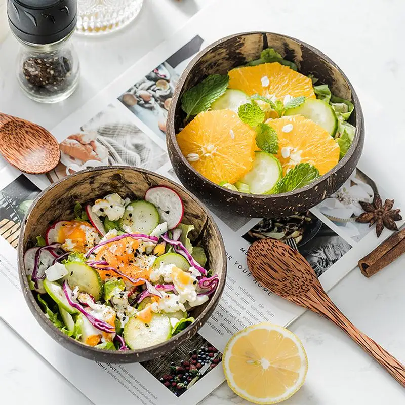 Экологически чистый натуральный чашка в виде кокоса деревянный рамен фруктовый