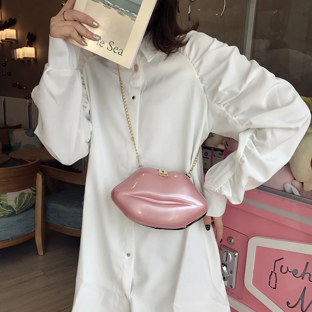 Клатч в форме губ модная сумка-мессенджер из ПВХ Универсальная Женская