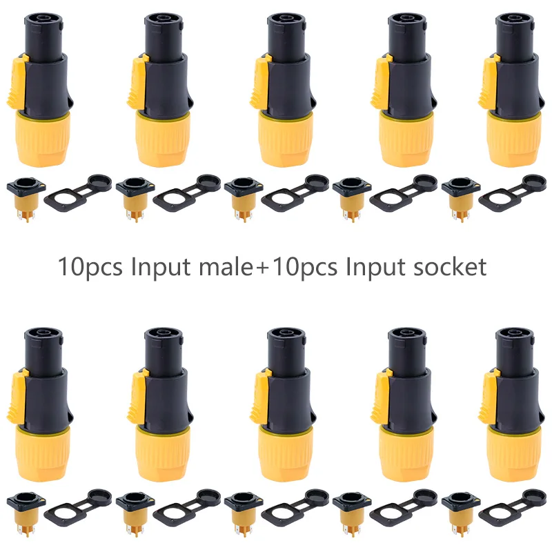 MF(10set Input) 10 шт. IP65 Водонепроницаемый динамик мощность con 20A светодиодный большой экран power Plug PA66 огнестойкий Промышленный разъем питания - Цвет: MF(10set Input)