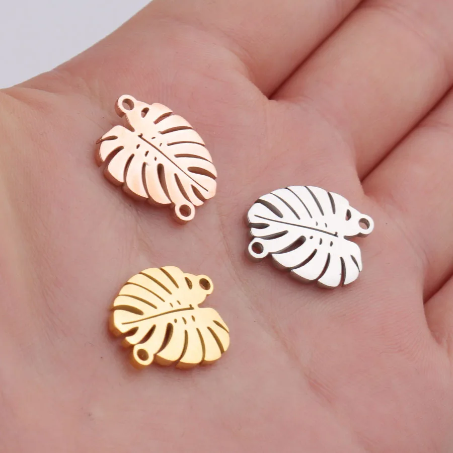 

Pendant DIY for Bracelet/necklace/keychain Accessories Connector 20pc 14*16mm Double-sided Mirror Polished Stainless Steel Leaf