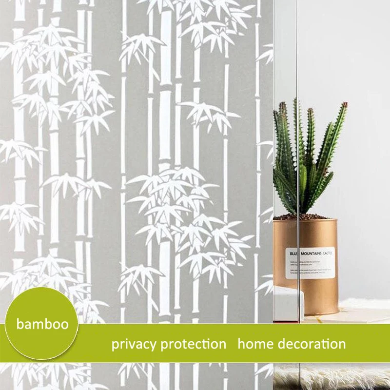 

Decorative Adhesive Vinyl Window Privacy Film UV Blocking Glass Window Sticker Mirror Film With Glue Bamboo Bedroom Bathroom