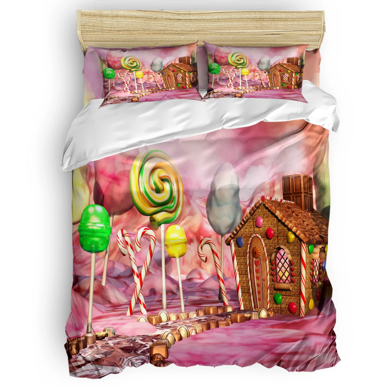 

Lollipop Candy House Fantasy закуска десерт геометрический комплект пододеяльников простыня наволочка спальный комплект постельного белья