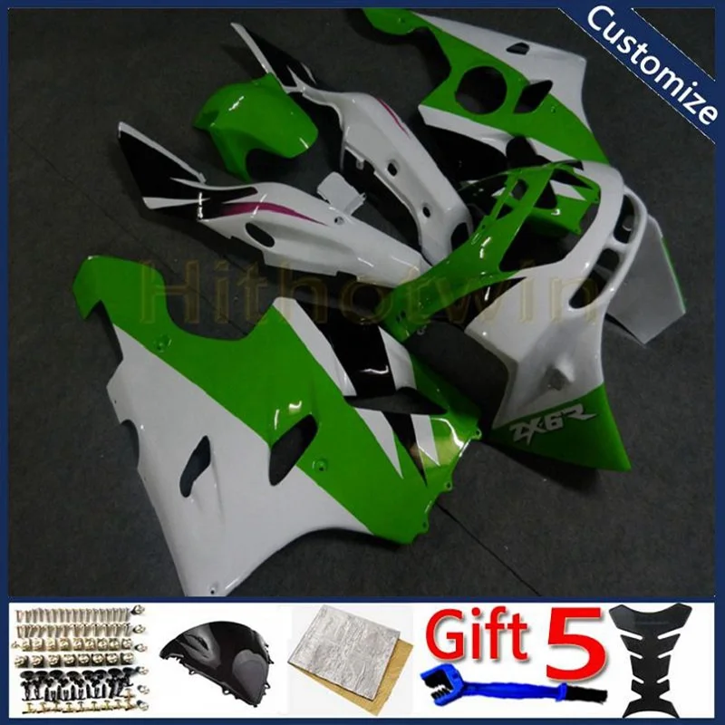 

Обтекатель мотоцикла для Kawasaki Ninja ZX-6R 1994 1995 1996 1997 зеленый белый ZX 6R 94 95 96 97 ZX6R комплект кузова мотоцикла