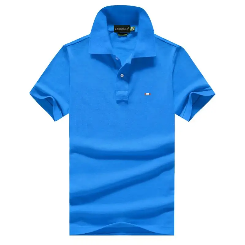 Мужская рубашка поло с коротким рукавом Повседневная Однотонная из 100% хлопка 21