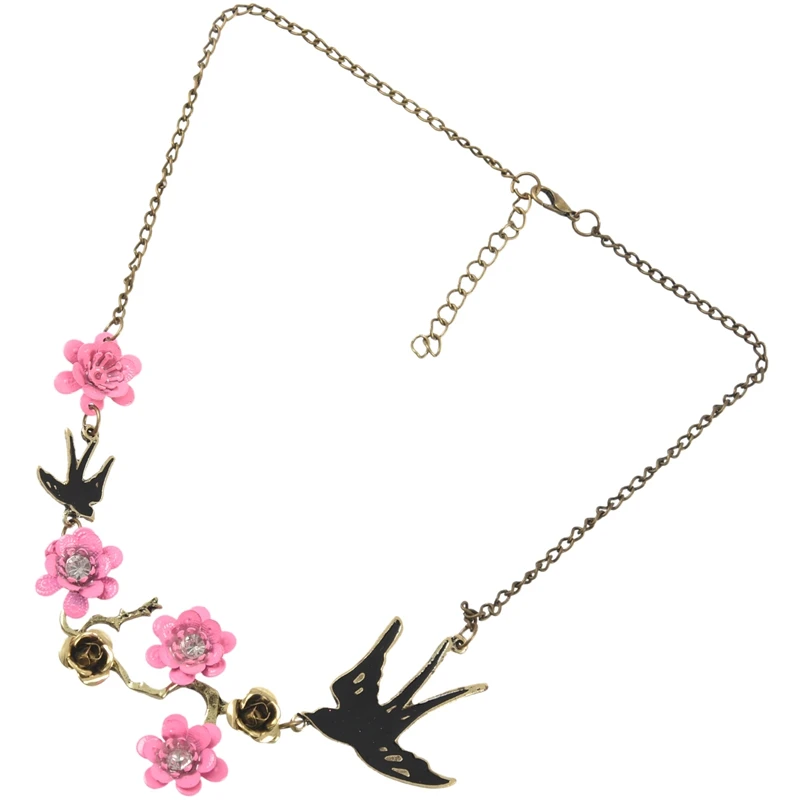 Swallow Flowers Crystal Pendant Chain Fashion Elegant Gorgeous Necklace | Украшения и аксессуары