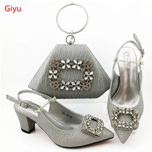 Doershow Модный комплект из обуви и сумки серебристого цвета стразы новейшая модель