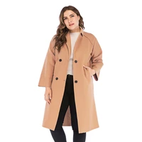 doib camel wool blends women plus size black single bitton coat jacket large size 2020 autumn winter office lady blazer 4xl