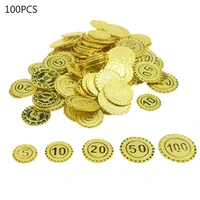 100pcsset pirates gold coins plastic game coin chip for party decoration child toy