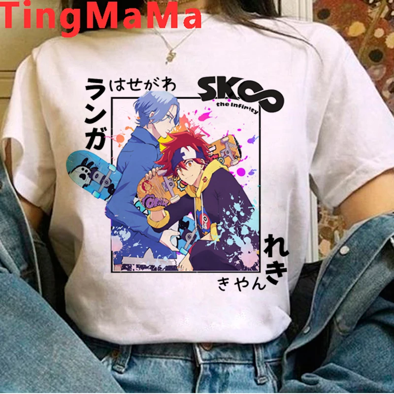 Футболка мужская с японским аниме милый графический рисунок на скейтборде