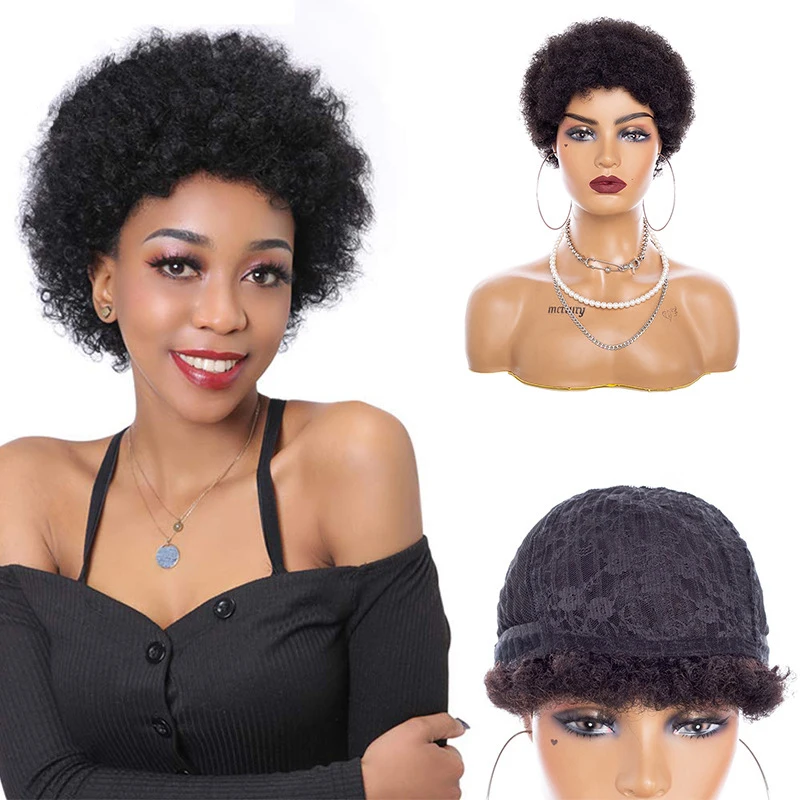 

Women's Short Afro Kinky Curly Hair black Wigs for Black Women Large Bouncy and Soft Natural 98% Hair Synthetic Wigs