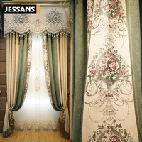american european style luxury curtain chenille solid color stitching thickened high blackout curtains for living room bedroom
