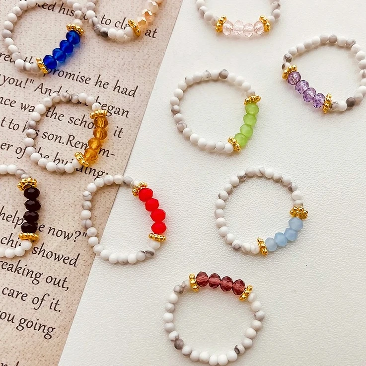 Женский комплект колец из нержавеющей стали кольцо с разноцветным натуральным