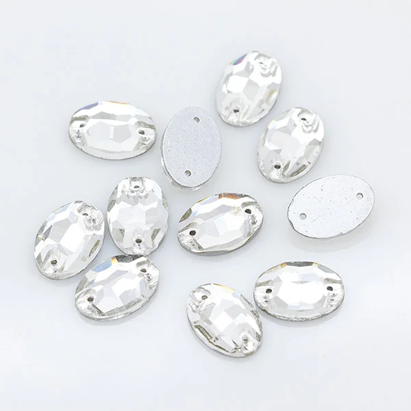 Овальные Стеклянные Камни для шитья всех размеров 18 цветов стразы с плоской