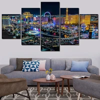 5 pieces las vegas city landscape paintings canvas hd prints modular pictures wall art home decor poster modern