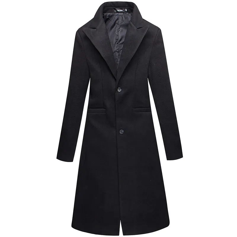 

Autumn and winter solid color windbreaker 2020 new men's woolen coat 4XL large size slim fashion men's long windbreaker jacket