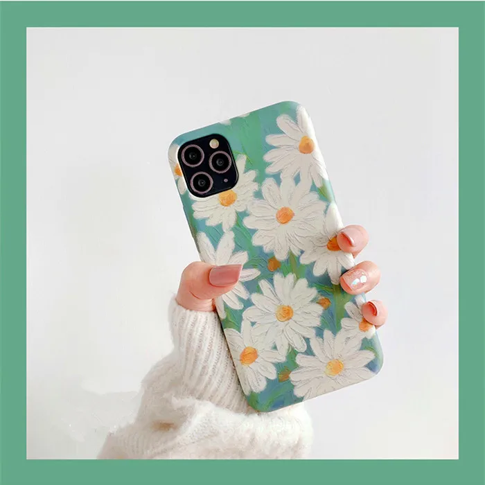 Красивый рельефный чехол для телефона с цветочным узором и ромашками IPhone7 8plus 11 Pro