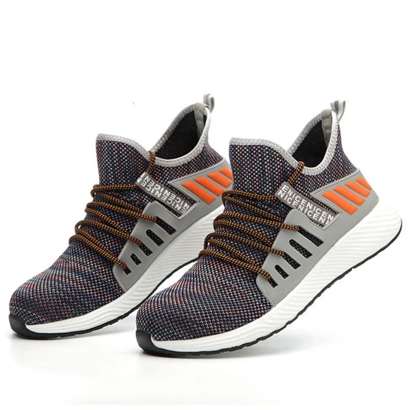 Зимняя Рабочая безопасная обувь модные кроссовки ультралегкие Мужские дышащие с