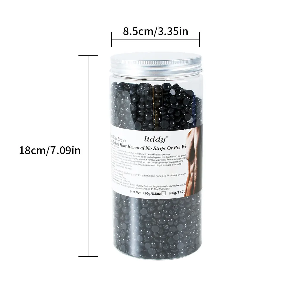 

Painless Hair Removal Wax Beans Removing Hard Wax Beads Gentle Stripless Body Face Depilatory Bean Black 500g For Women Men