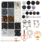 Набор круглых бусин из лавы, агата, тигрового глаза, Howlite, с бусинами-разделителями, магнитная застежка, эластичные бусины для рукоделия, материалы для изготовления ювелирных изделий, 350 шт.