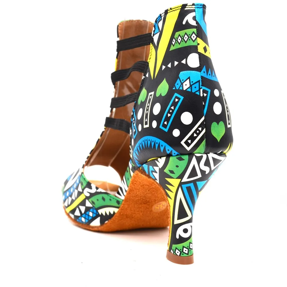 Evkoodance Fashion Ladies Shoes Red PU Leather Latin Salsa Ballroom 3' Heel Sexy Dance Shoes Women