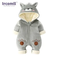 ircomll winter autumn warm fleece infant baby rompers cute bear hooded newborn coat jumpsuit baby boy girl clothing infant overa