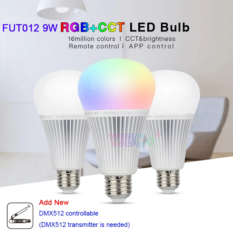 

Светодиодная лампа FUT012 Miboxer RGB + CCT, 9 Вт, E27, умная светодиодная лампа, 100 ~ 240 В переменного тока, 2,4 ГГц, с дистанционным управлением/управлением ...