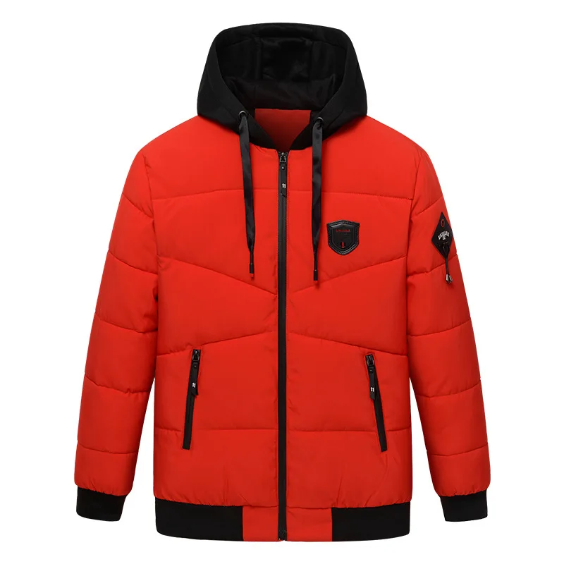 2020 New Men'sParka Casual Jacket Fashion Color patchwork Outwear Thicken And Warm hooded Coat